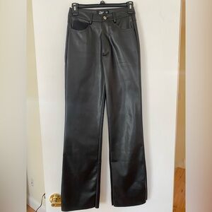 TIGER MIST Faux Leather High Waisted Wide Leg Black Pants SIZE XS